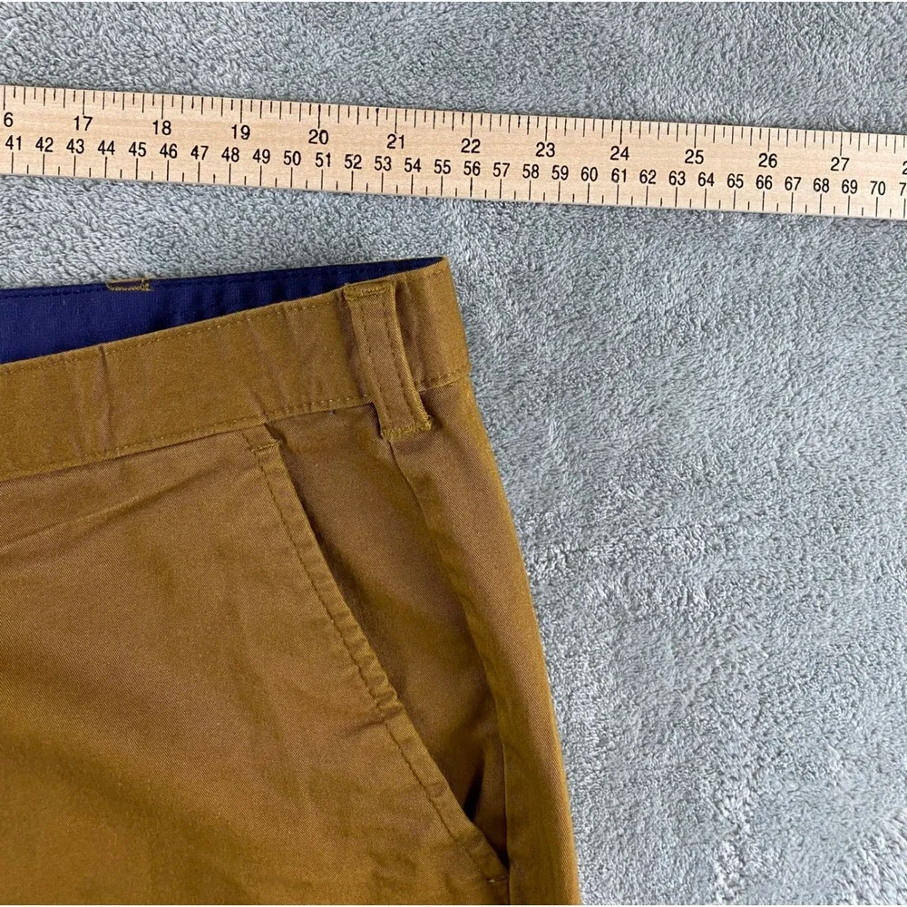 Mens Tobacco Brown Flat Front Chino‎ Shorts Regular Fit Size 39 Casual Summer